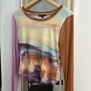 5/$25 Almost Famous Multicolor Long Sleeve Sheer Top
